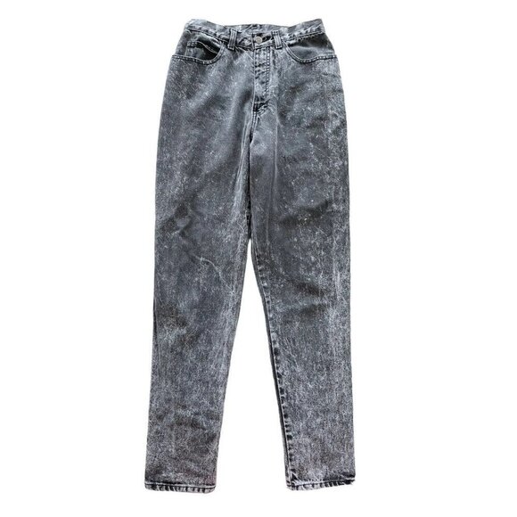 Vintage Sasson Women's Sz 8 80s Black Acid Wash High Rise High Waist Mom Jeans - Picture 1 of 7